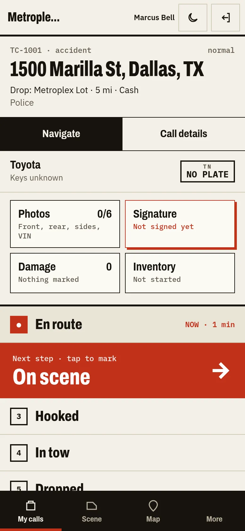 Driver app on a phone