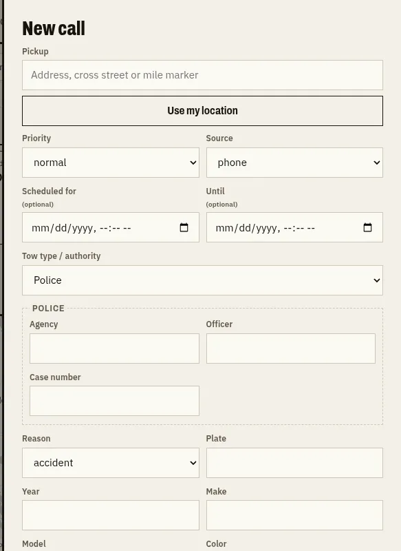 New call form
